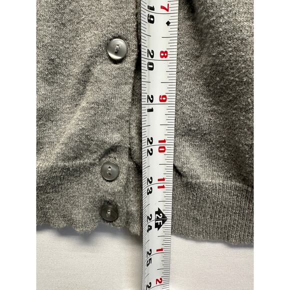 J.Crew Gray Ruffle Front Cardigan Sweater 100% Cotton Size M - Picture 6 of 11